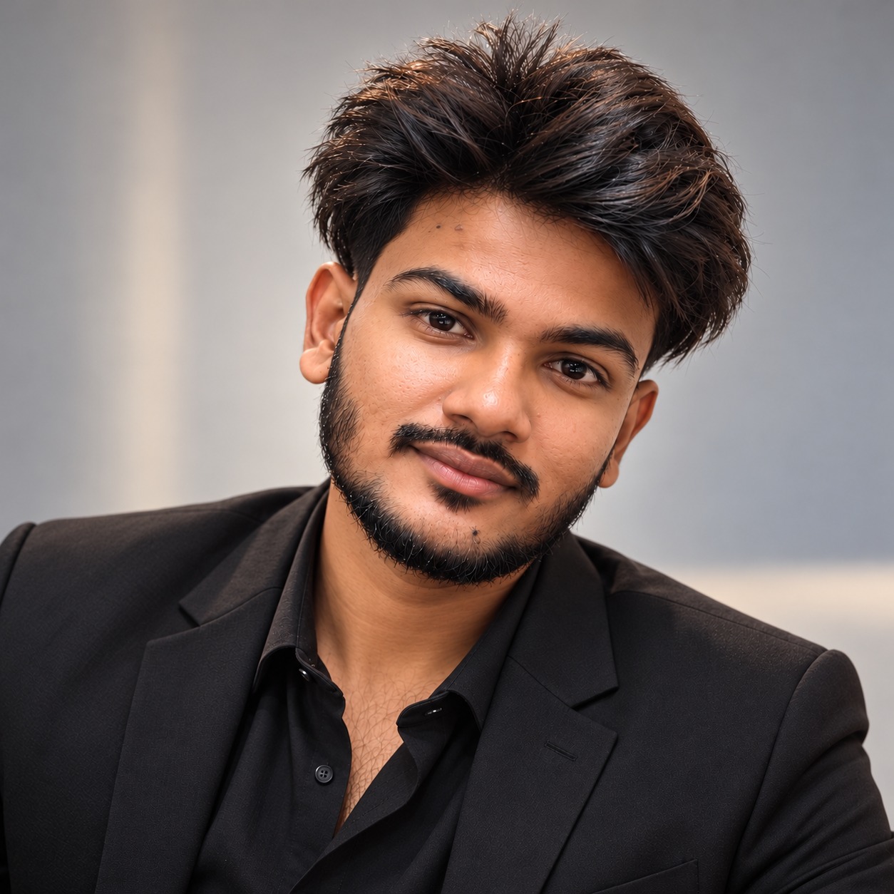 The creator of WORDMIO wearing a black blazer